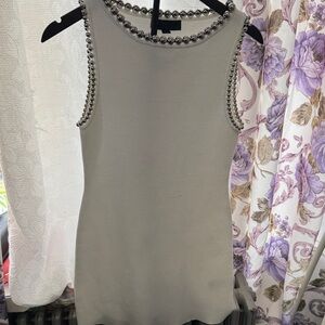 Zara Cream Mini Dress with Silver Bead Trim